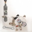 Zubeh�rpaket mit Flach Fitting, 7mm Bierschlauch und 0,5 kg CO2 Flasche