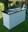 Wetterfester Gartentresen / Biertresen, Buche ge�lt, mit Sp�lbecken u. Tropfblech