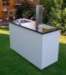 Wetterfester Gartentresen / Biertresen, Buche ge�lt, mit Sp�lbecken u. Tropfblech